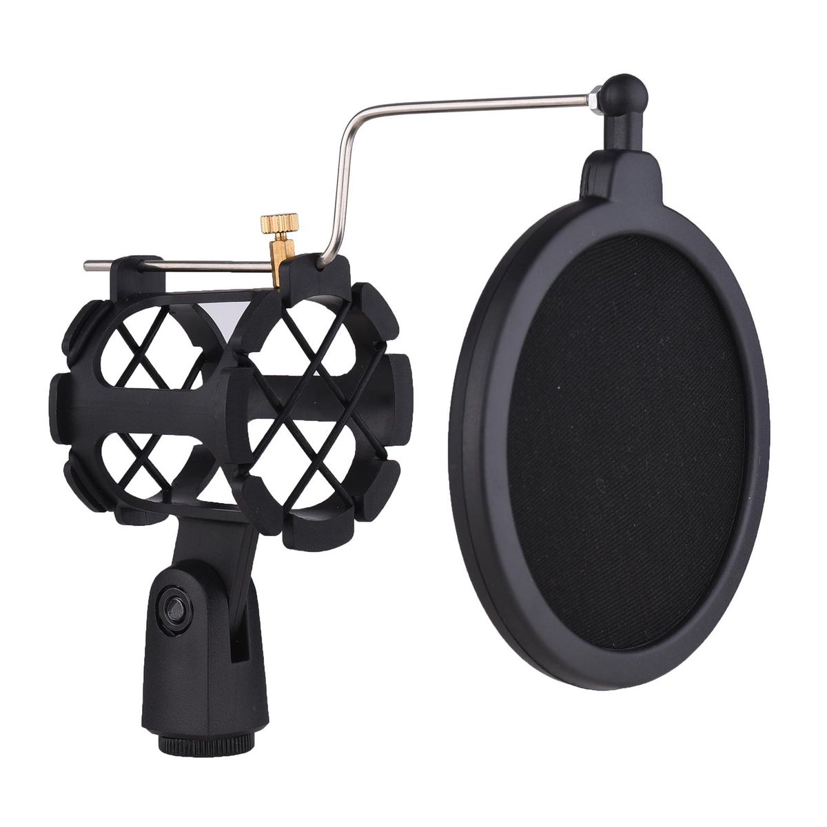 Plastic Microphone Shock Mount Anti-vibration Mic Holder Stand with Pop Filter Universal Screw Adapter for Diameter 2cm-4cm Thin Condenser Microphone