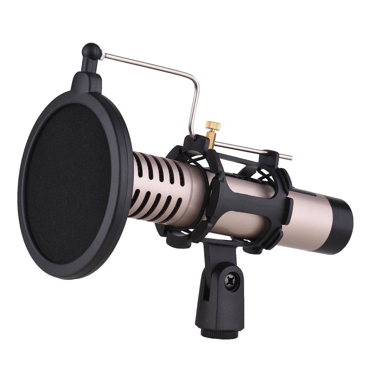 Plastic Microphone Shock Mount Anti-vibration Mic Holder Stand with Pop Filter Universal Screw Adapter for Diameter 2cm-4cm Thin Condenser Microphone