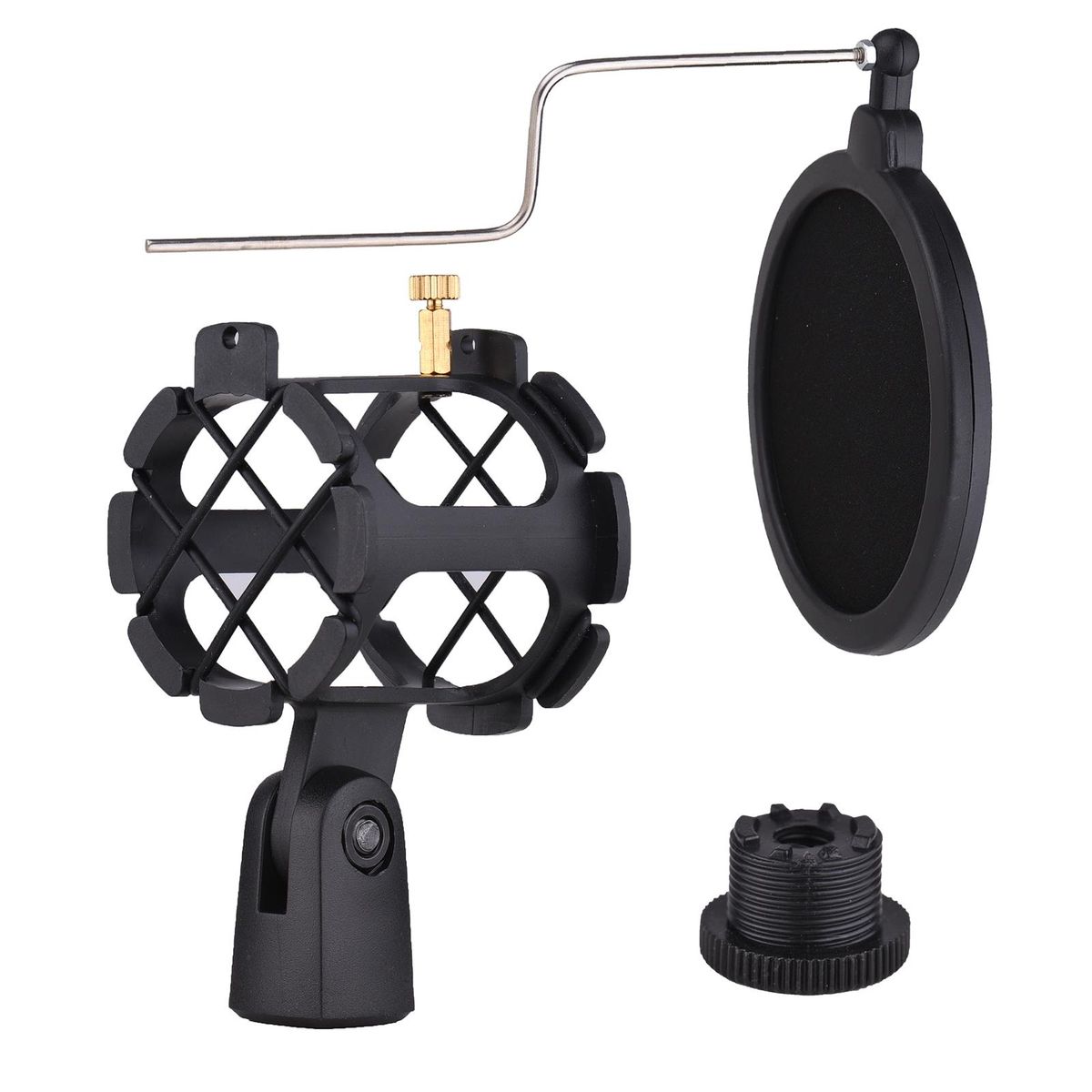Plastic Microphone Shock Mount Anti-vibration Mic Holder Stand with Pop Filter Universal Screw Adapter for Diameter 2cm-4cm Thin Condenser Microphone