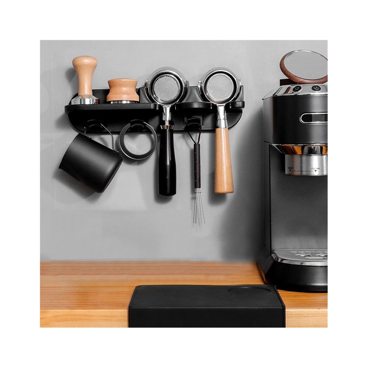 58mm Coffee Set Portafilter Storage Wall Rack Self-Adhesive Wall Mount Espresso Coffee Filter Holder