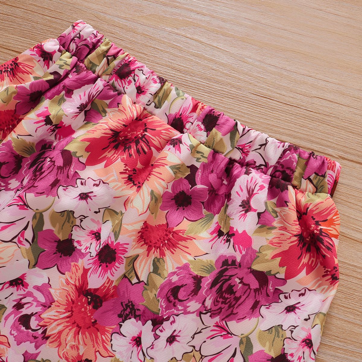 1-6Y Kid Girls Dresses Floral Bow Sling Tank Tops Shirt Elastic Waist Skirt