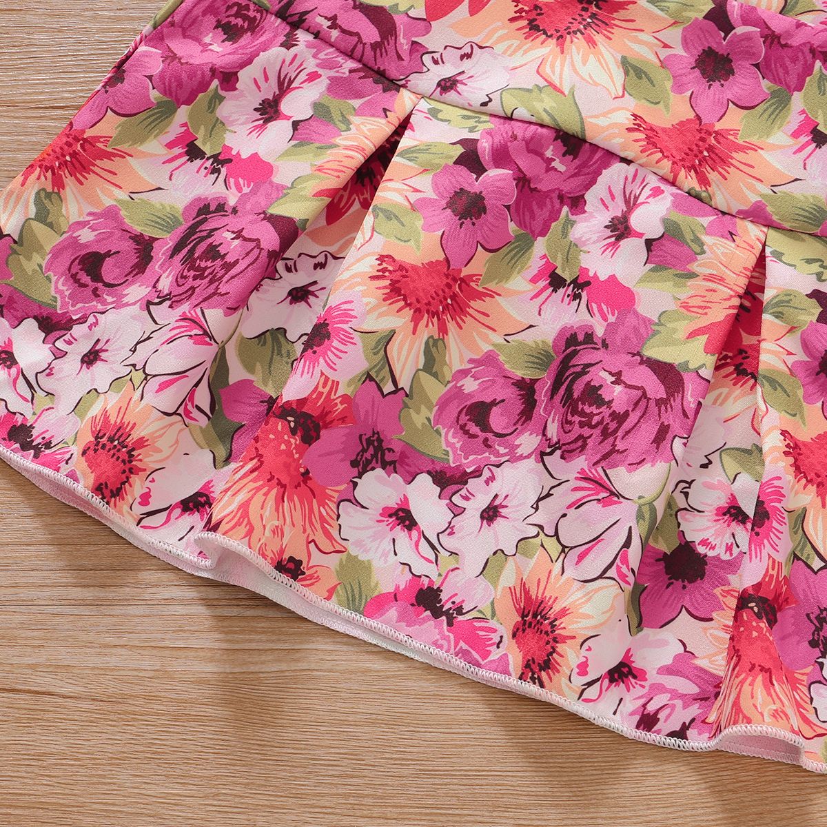 1-6Y Kid Girls Dresses Floral Bow Sling Tank Tops Shirt Elastic Waist Skirt