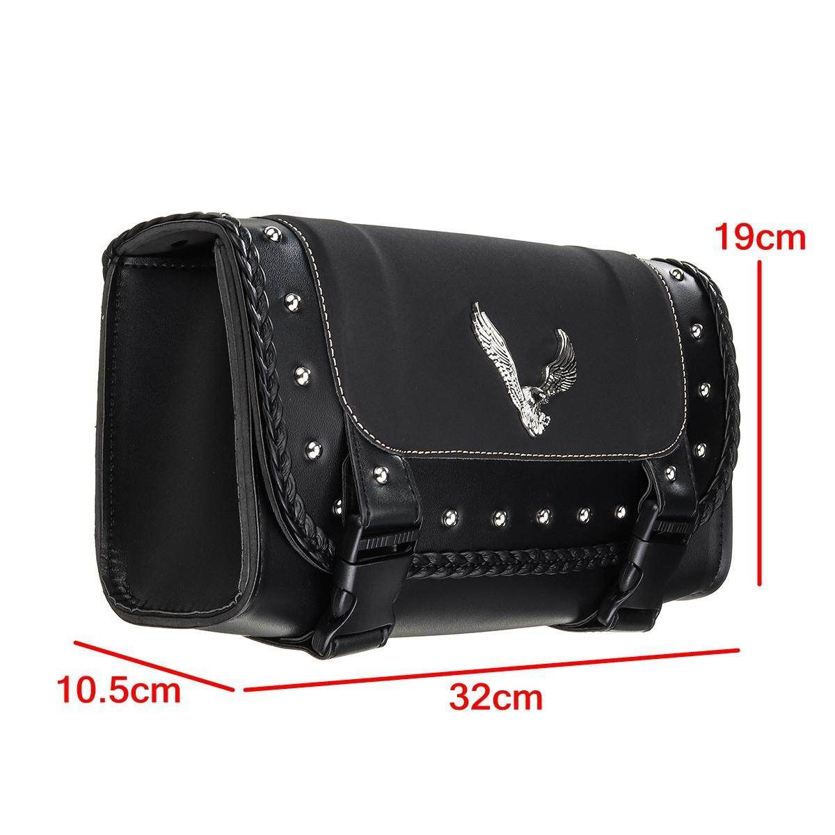 Black PU Leather Motorcycle Tool Bag Luggage Saddle Bag Universal For Harley