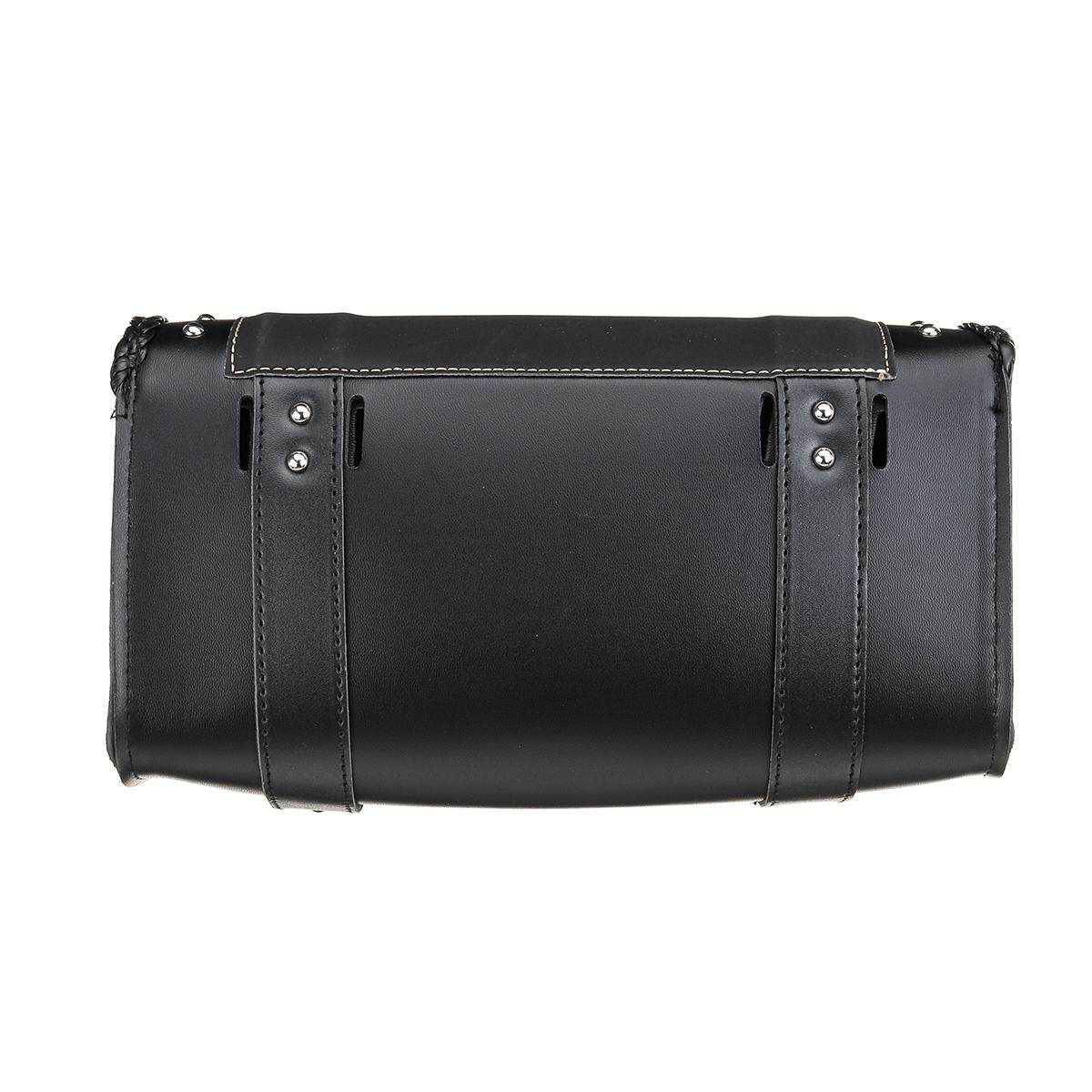 Black PU Leather Motorcycle Tool Bag Luggage Saddle Bag Universal For Harley