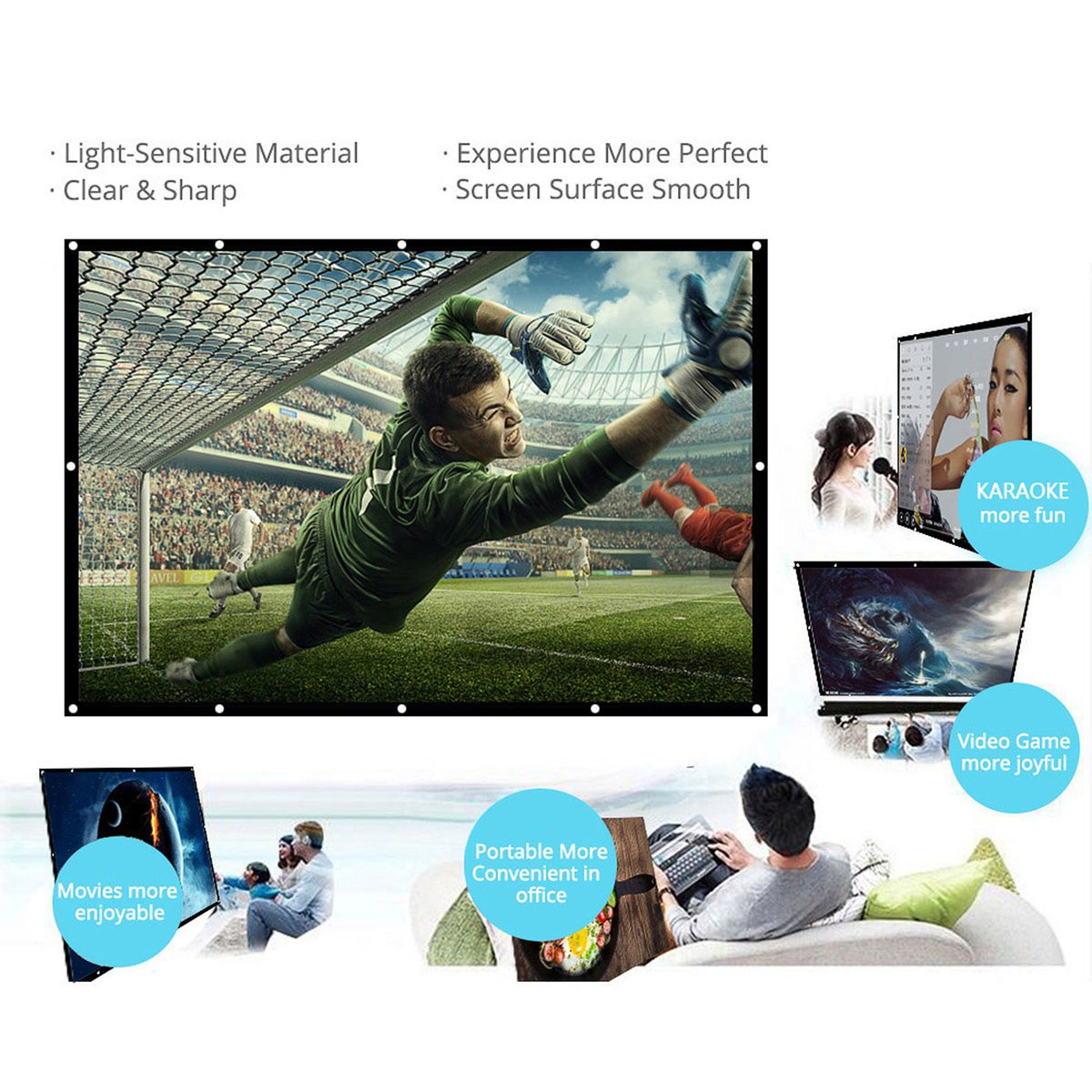 H150 Foldable 16:9 150 Inch Portable Projector Screen