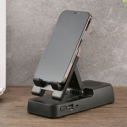 Foldable Desktop Tablet Phone Holder With Bluetooth Speaker And Powerbank