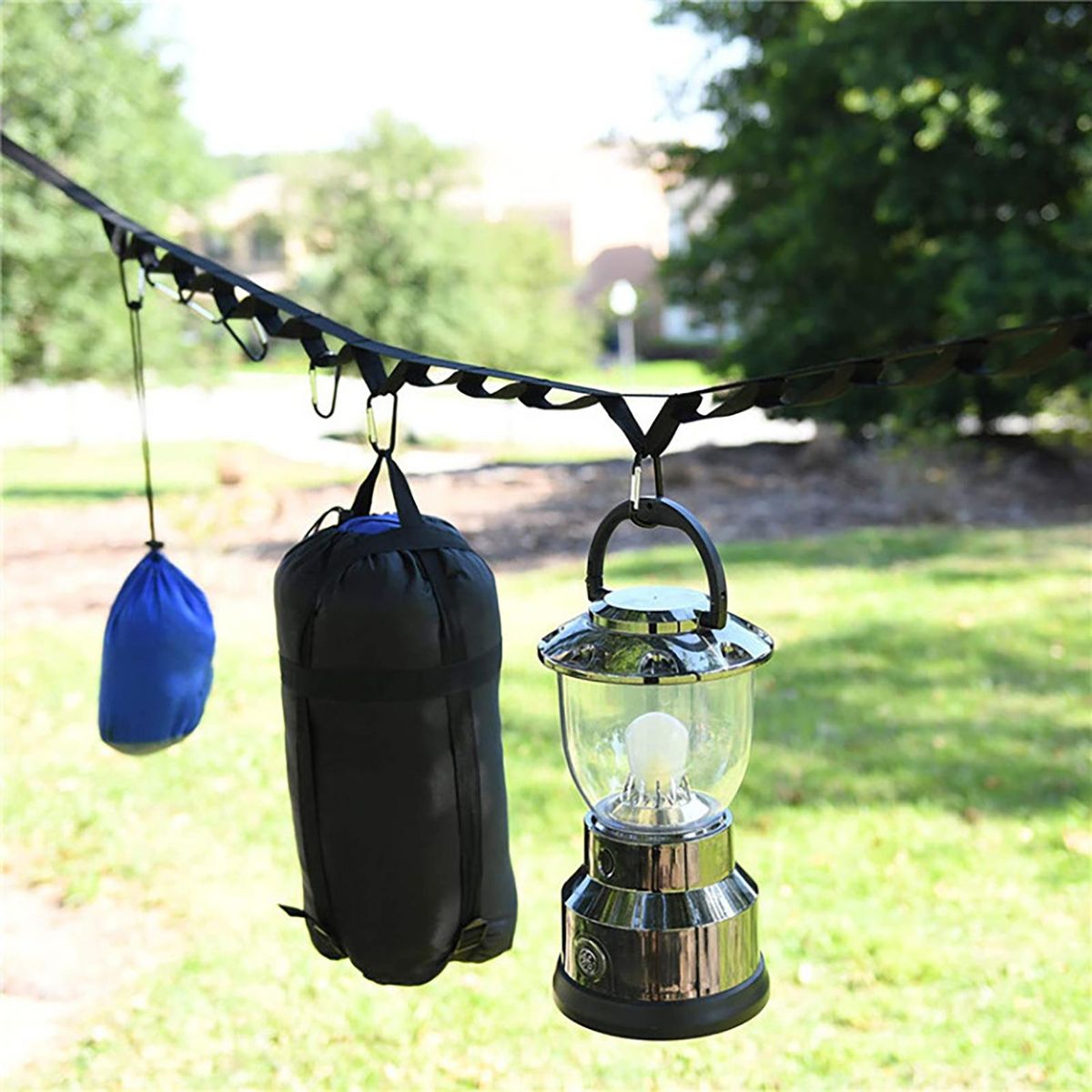 Camping Clothesline Sturdy Carabiner Camping Lanyard Black