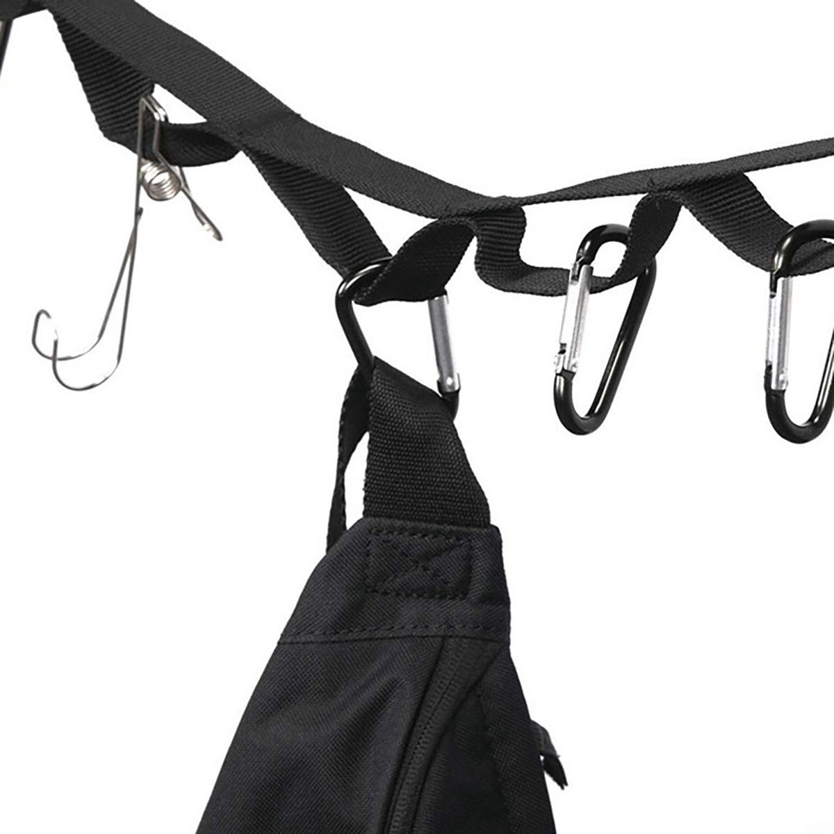 Camping Clothesline Sturdy Carabiner Camping Lanyard Black