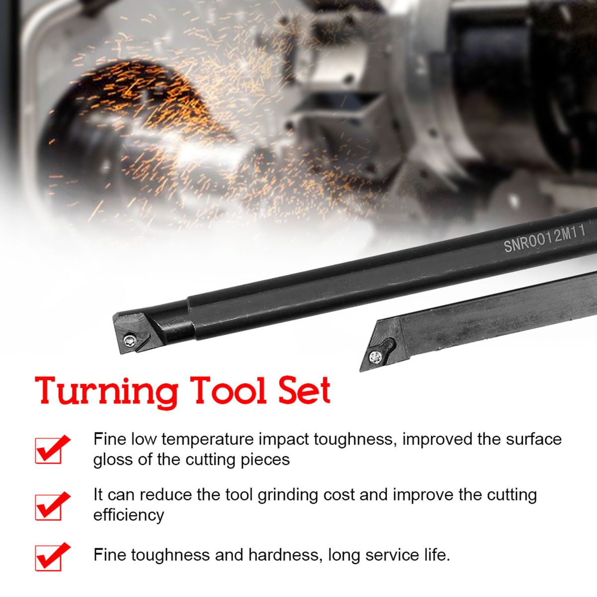 7pcs 12mm Shank Diameter Lathe Turning Tool Holder Boring