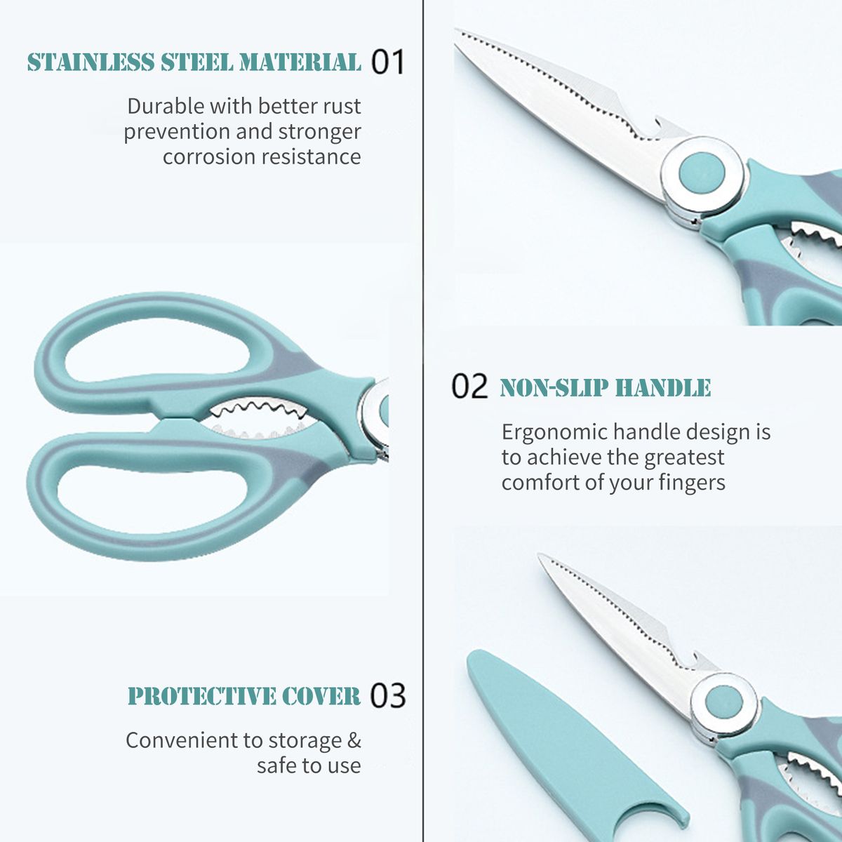 Poultry Shears With Protective Cover Stainless Steel Kitchen