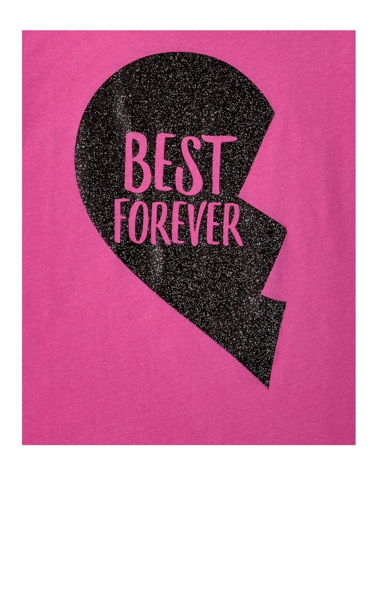 Girls BFF Best Forever Glitters Graphic Top -  Dark Pink