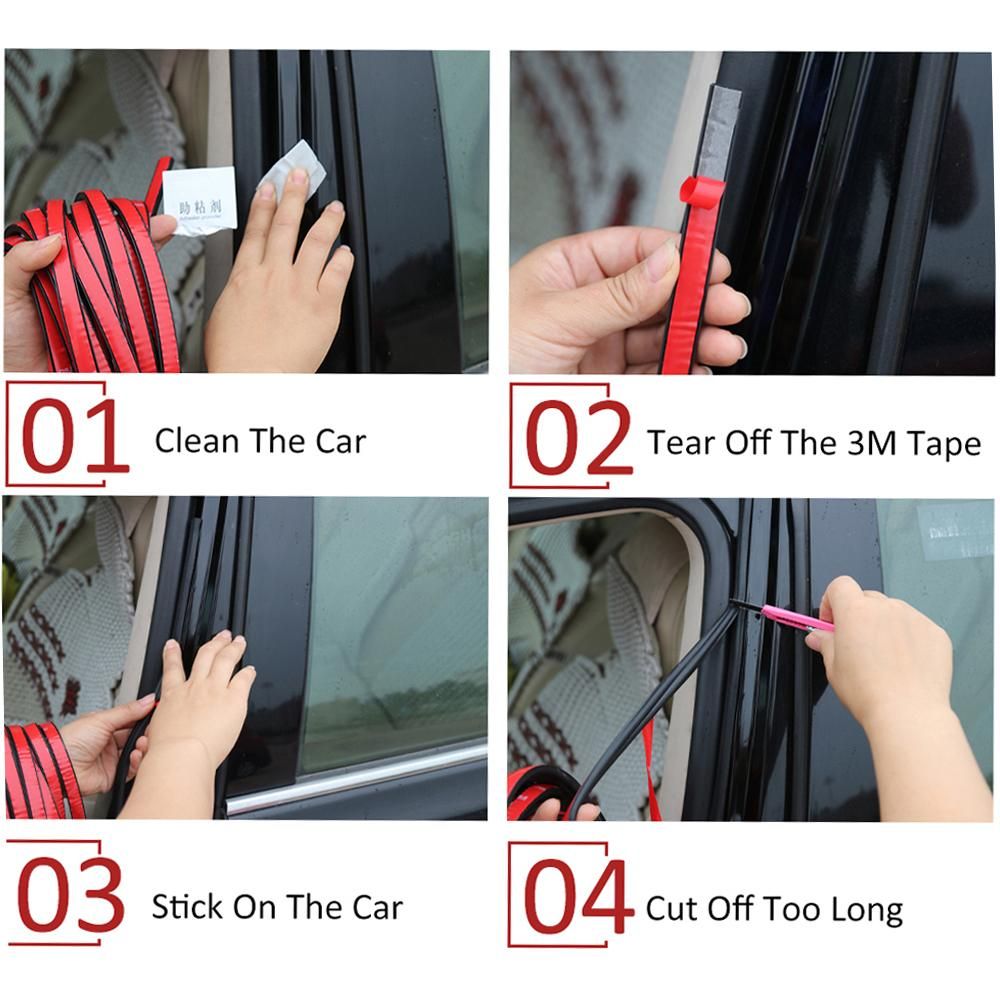 5M Car Door Seal Strips Auto Rubber Seals Sticker Noise Insulation B Shape Weatherstrip Rubber Seals Dustproof Automobiles Interior Accessories
