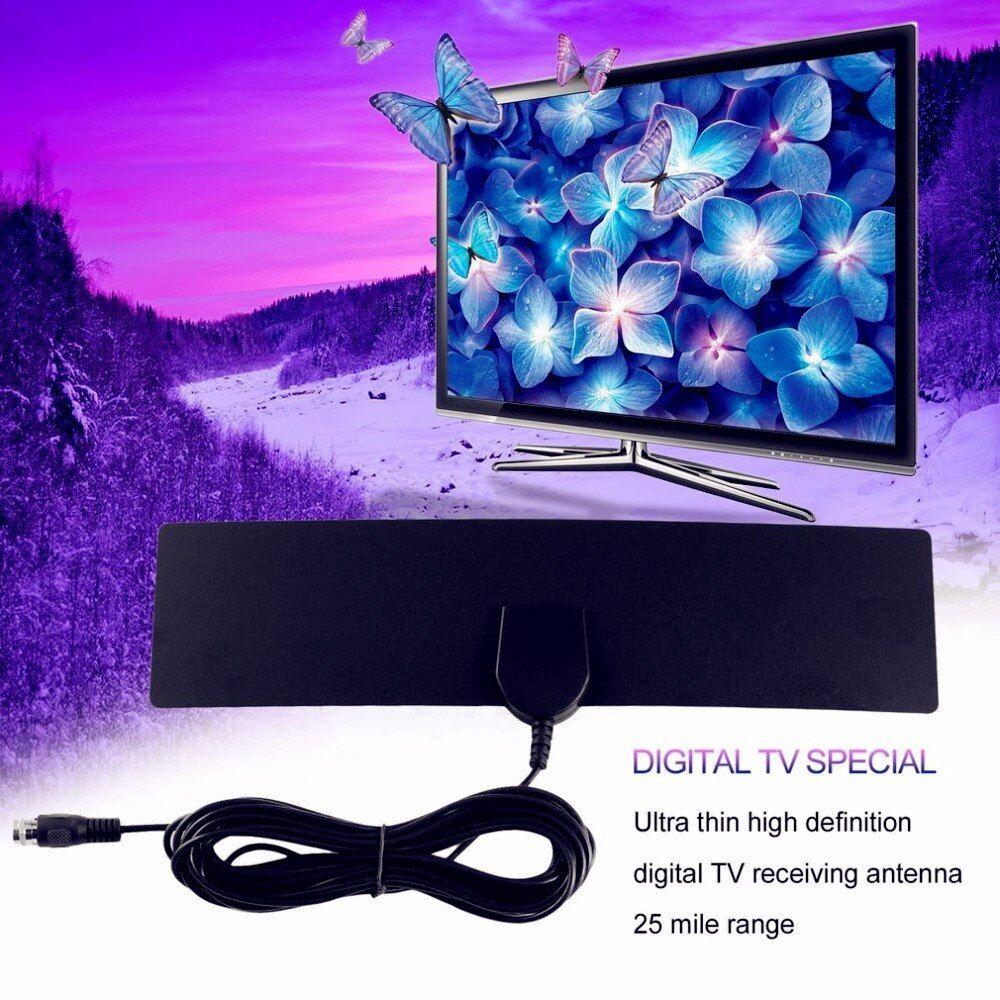 HDTV Antenna TV Receiver Indoor 980 Miles Freeview Local Channel Clear Digital Satellite Dish Signal Receiver Aerial