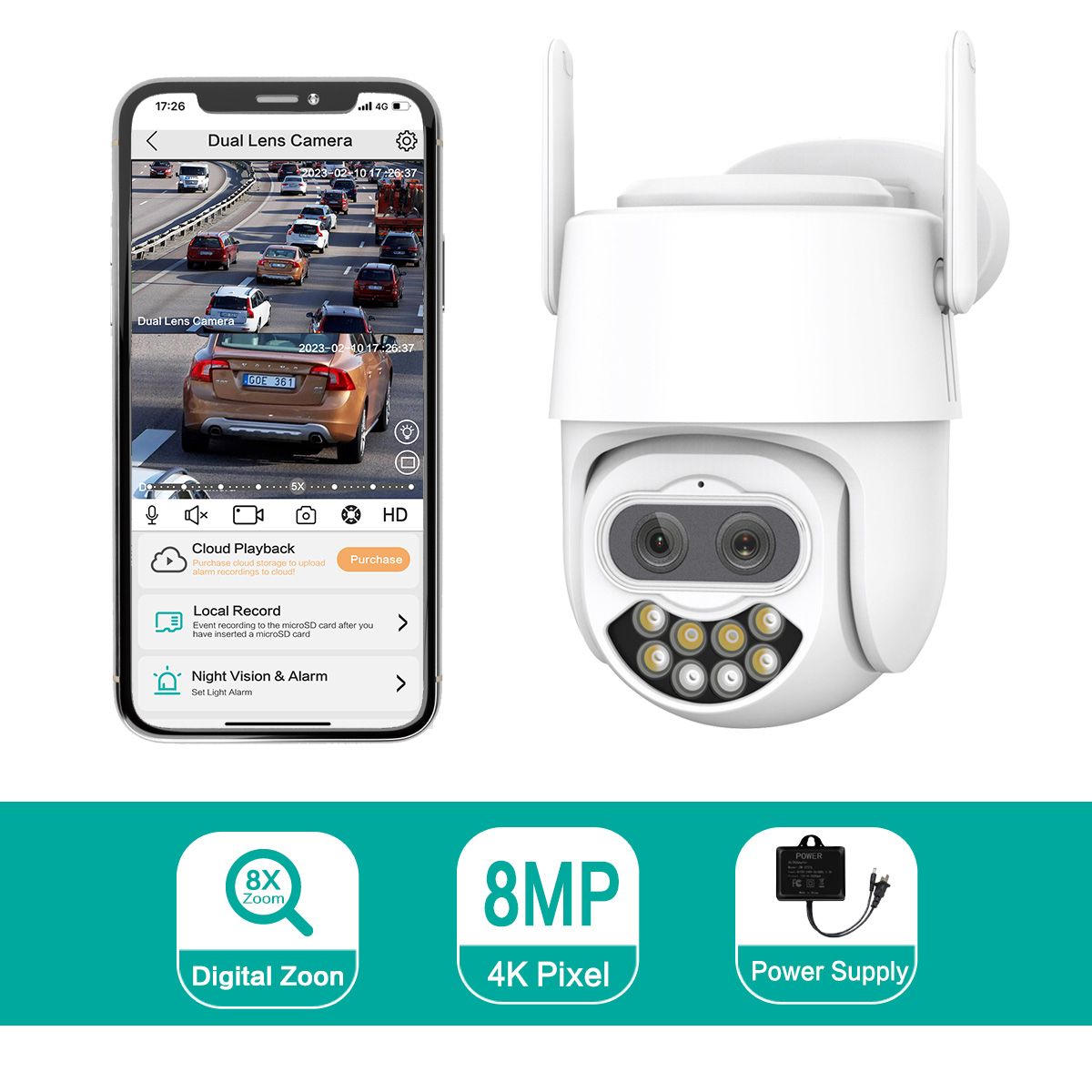 ANSHICAT 8MP 4K  IP Camera 8x Zoom Dual-Lens Human Detect CCTV 4MP Outdoor Waterproof External Wifi Surveillance Camera ICSEE