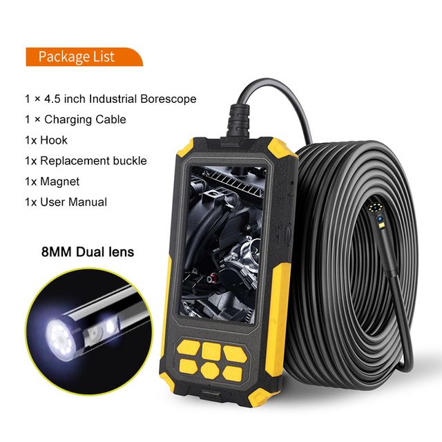 1080P Inspection Camera With 4.3 Inch IPS Screen Single & Dual Lens Industrial Endoscope With 8 LED For Car Engine Check(#P50 8mm Dual)