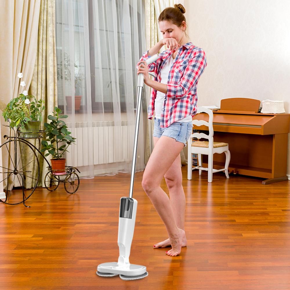 Cordless Electric Mop Dual-Motor Low Noise Electric Spin Mop with Transparent Water Tank for Tile Hardwood Marble USB Charging Handheld Electric Mops for Floor Cleaning