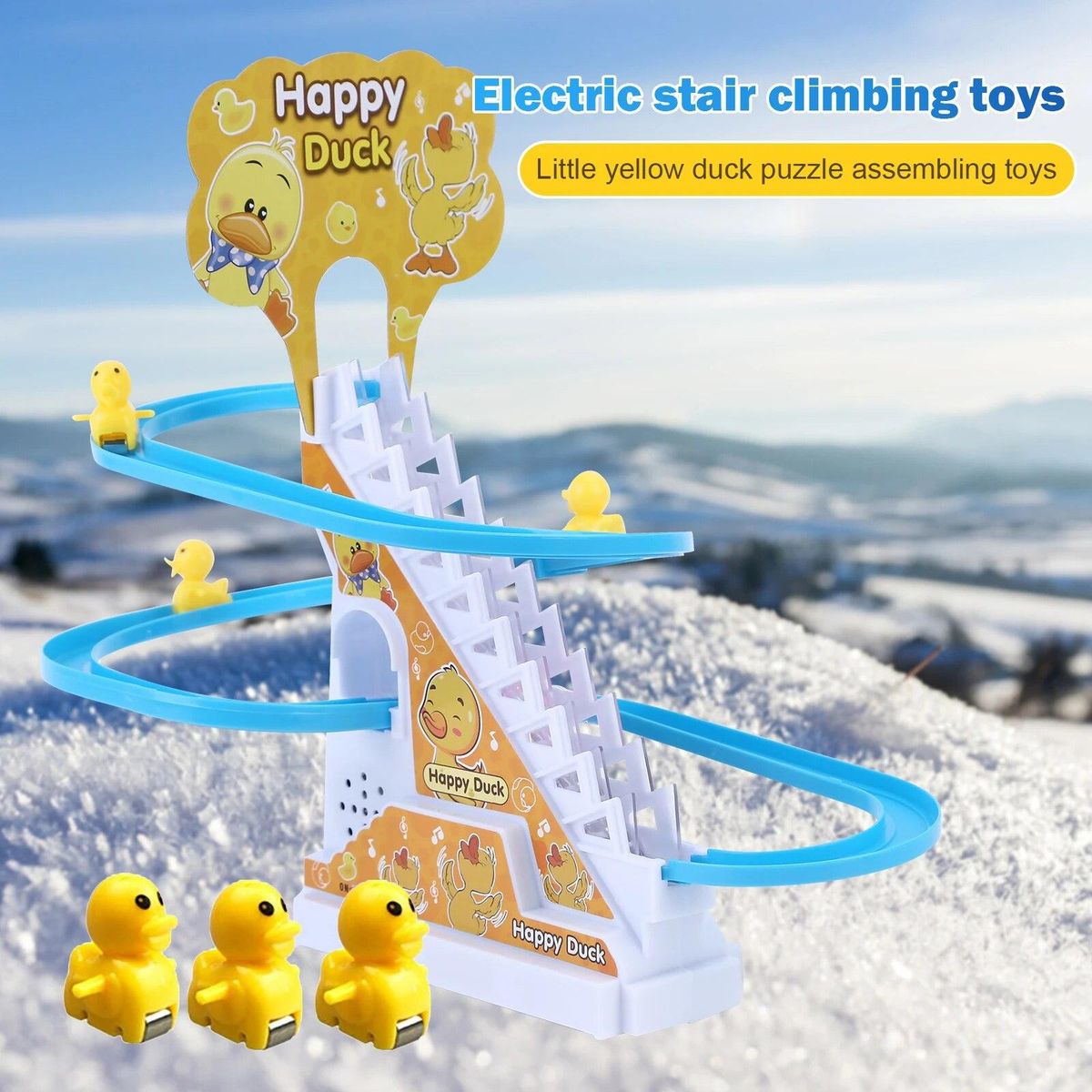 Duck Roller Coaster Track Toys Set with LED Lights / Music / On & Off Button