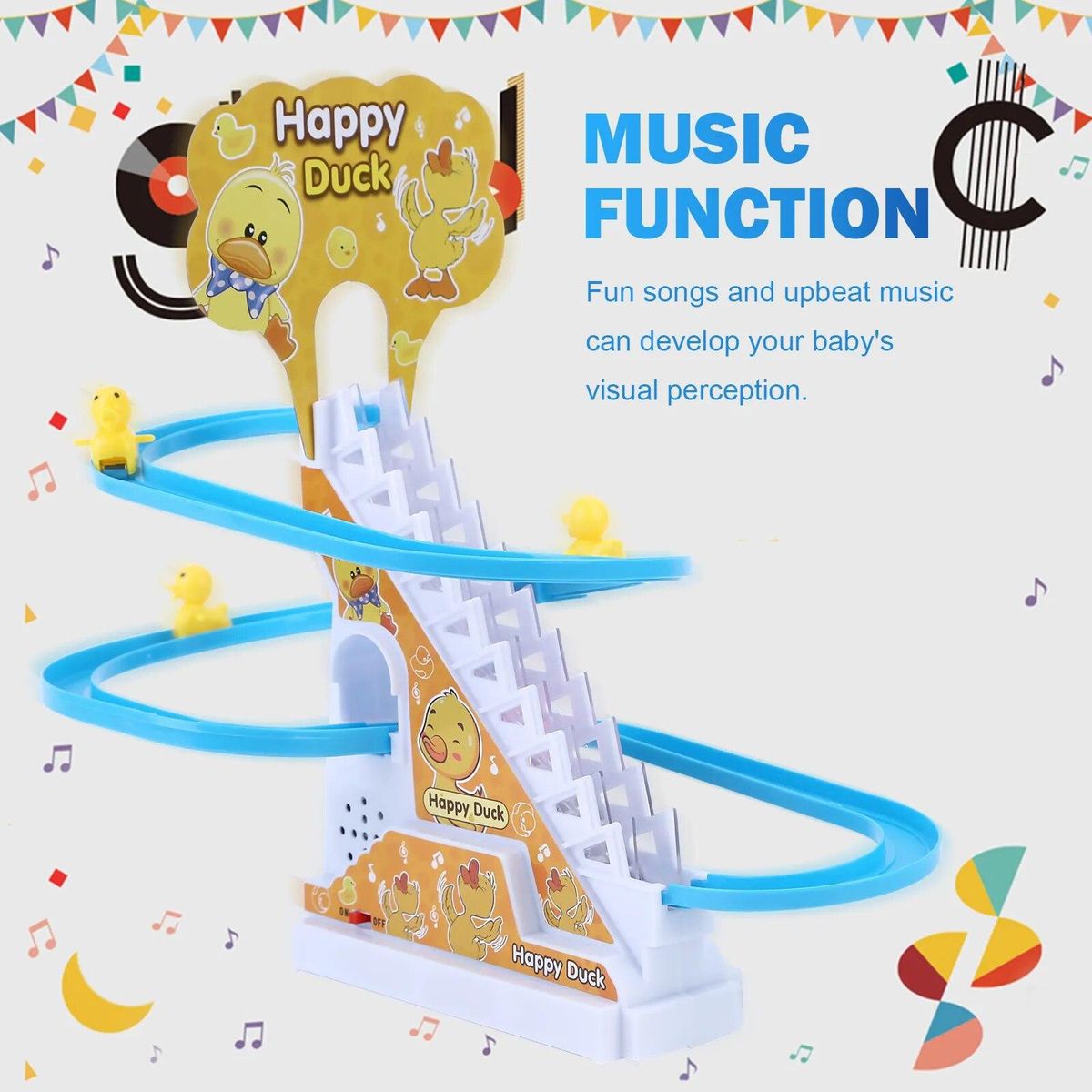 Duck Roller Coaster Track Toys Set with LED Lights / Music / On & Off Button
