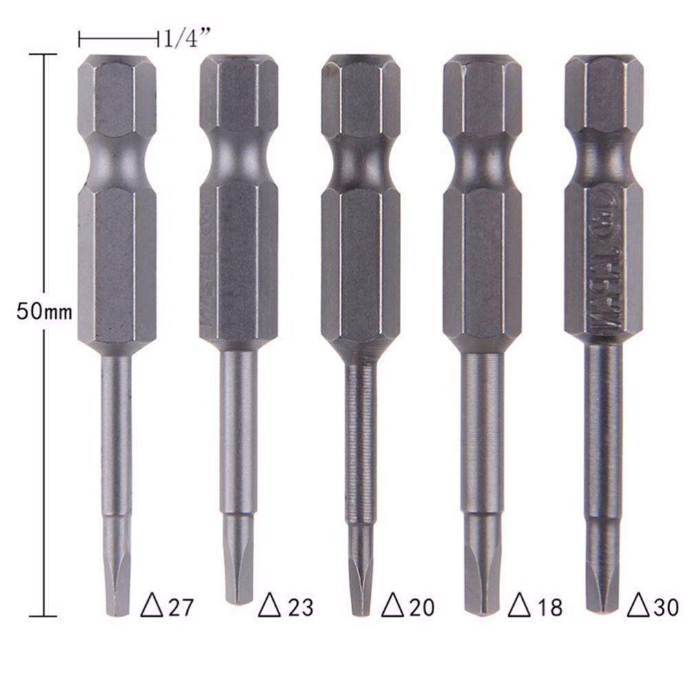 5pcs S2 Alloy Steel Triangular Screw Bits Magnetic Screwdriver Bit Anti Slip Triangle Screw Head 1.8/2/2.3/2.7/3 Mm Dropshipping