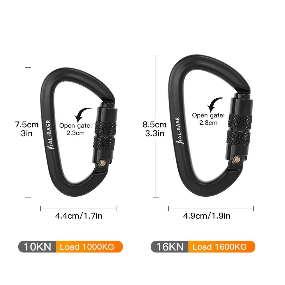 10KN/ 16KN Twist Locking Gate Carabiner Certified Auto Lock Carabiner Outdoor D-ring Buckle Climbing Canyoning Hammock Locking Clip