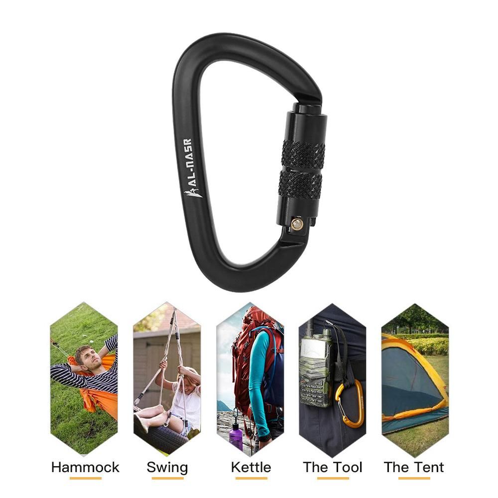10KN/ 16KN Twist Locking Gate Carabiner Certified Auto Lock Carabiner Outdoor D-ring Buckle Climbing Canyoning Hammock Locking Clip