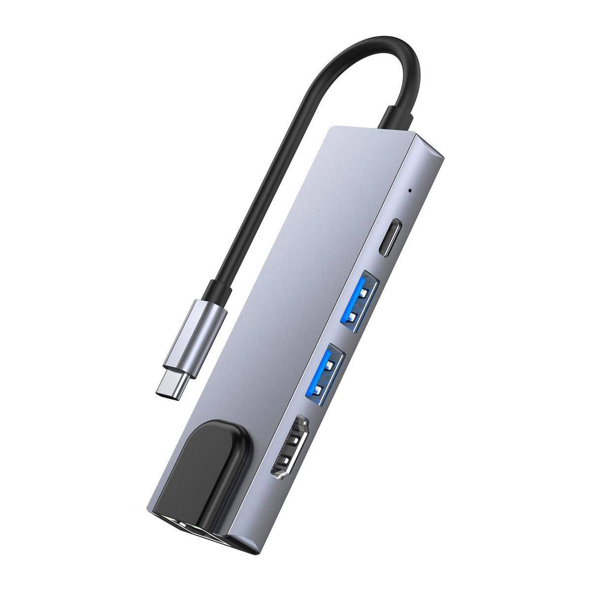5-in-1 USB C Hub Multi-function Type C Docking Station with 4K@30Hz H*M*+USB3.0+USB3.0+RJ45+87W Power Delivery Ports for Laptops Tablets Smartphones with Type C Port