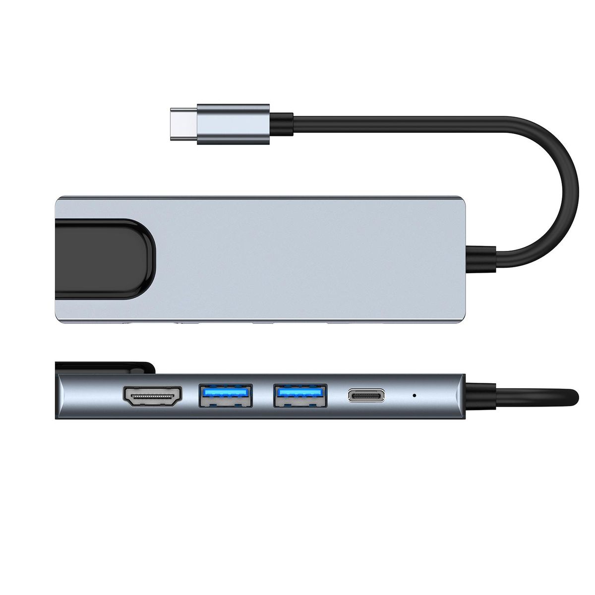 5-in-1 USB C Hub Multi-function Type C Docking Station with 4K@30Hz H*M*+USB3.0+USB3.0+RJ45+87W Power Delivery Ports for Laptops Tablets Smartphones with Type C Port