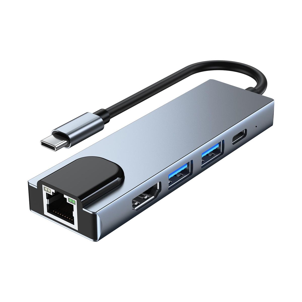 5-in-1 USB C Hub Multi-function Type C Docking Station with 4K@30Hz H*M*+USB3.0+USB3.0+RJ45+87W Power Delivery Ports for Laptops Tablets Smartphones with Type C Port