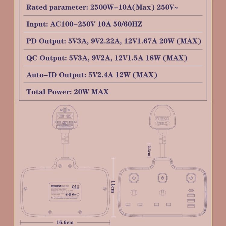 LDNIO Plug Board Converter UK Plug Hole