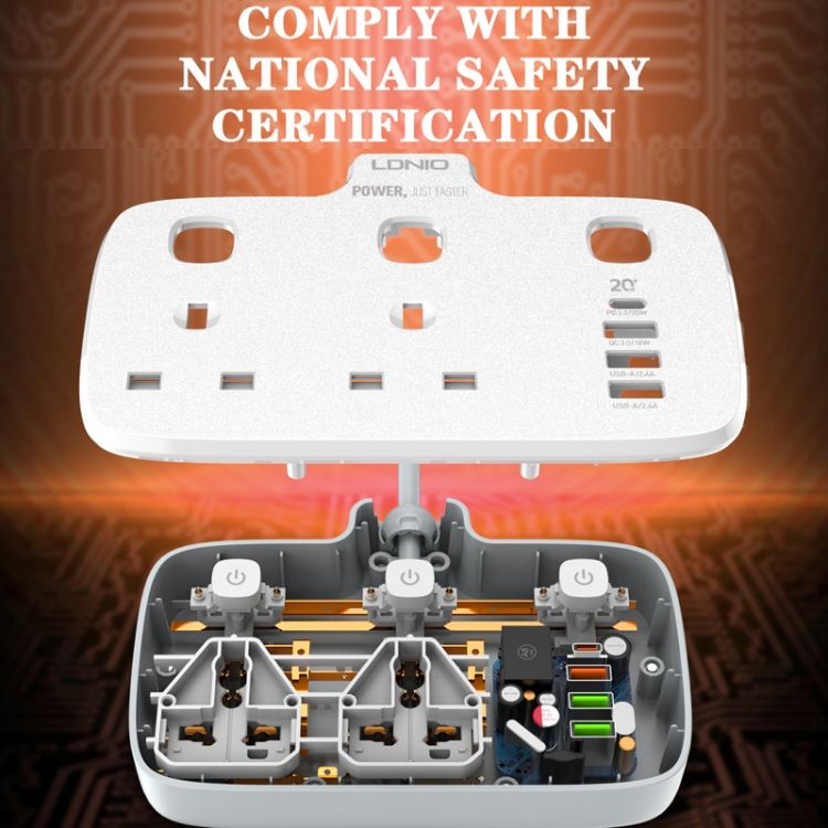LDNIO Plug Board Converter UK Plug Hole