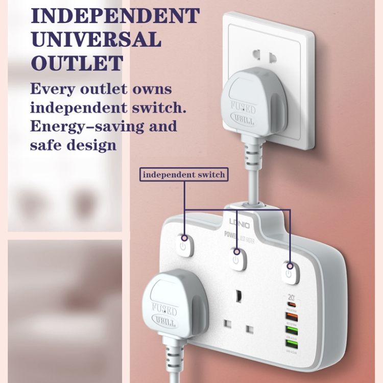 LDNIO Plug Board Converter UK Plug Hole