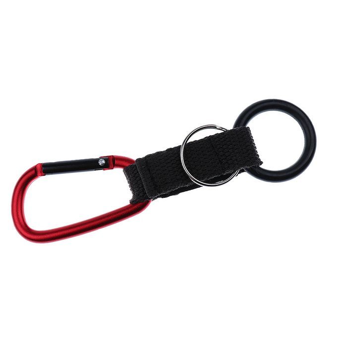 Carabiner + Hook & Loop + Rubber Ring Water Bottle Holder Camping Red