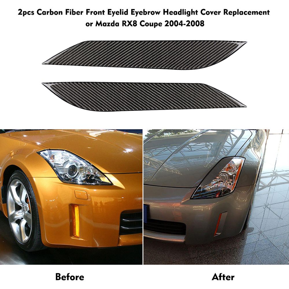 2pcs Carbon Fiber Front Eyelid Eyebrow Headlight Cover