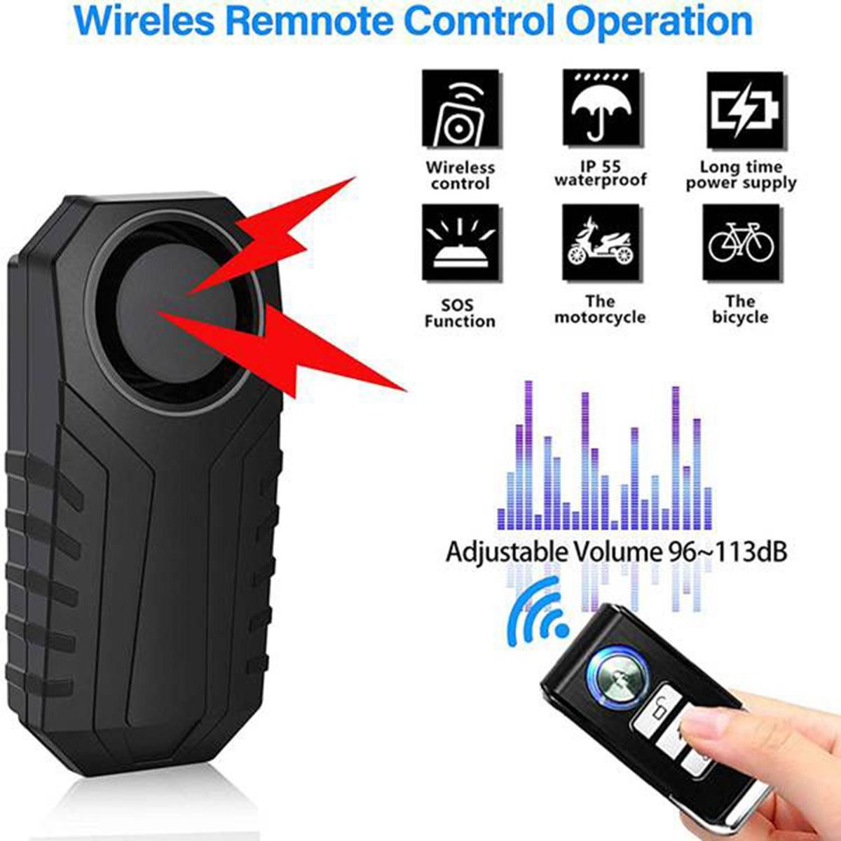Waterproof Motorcycle Bike Anti-Theft Alarm Wireless