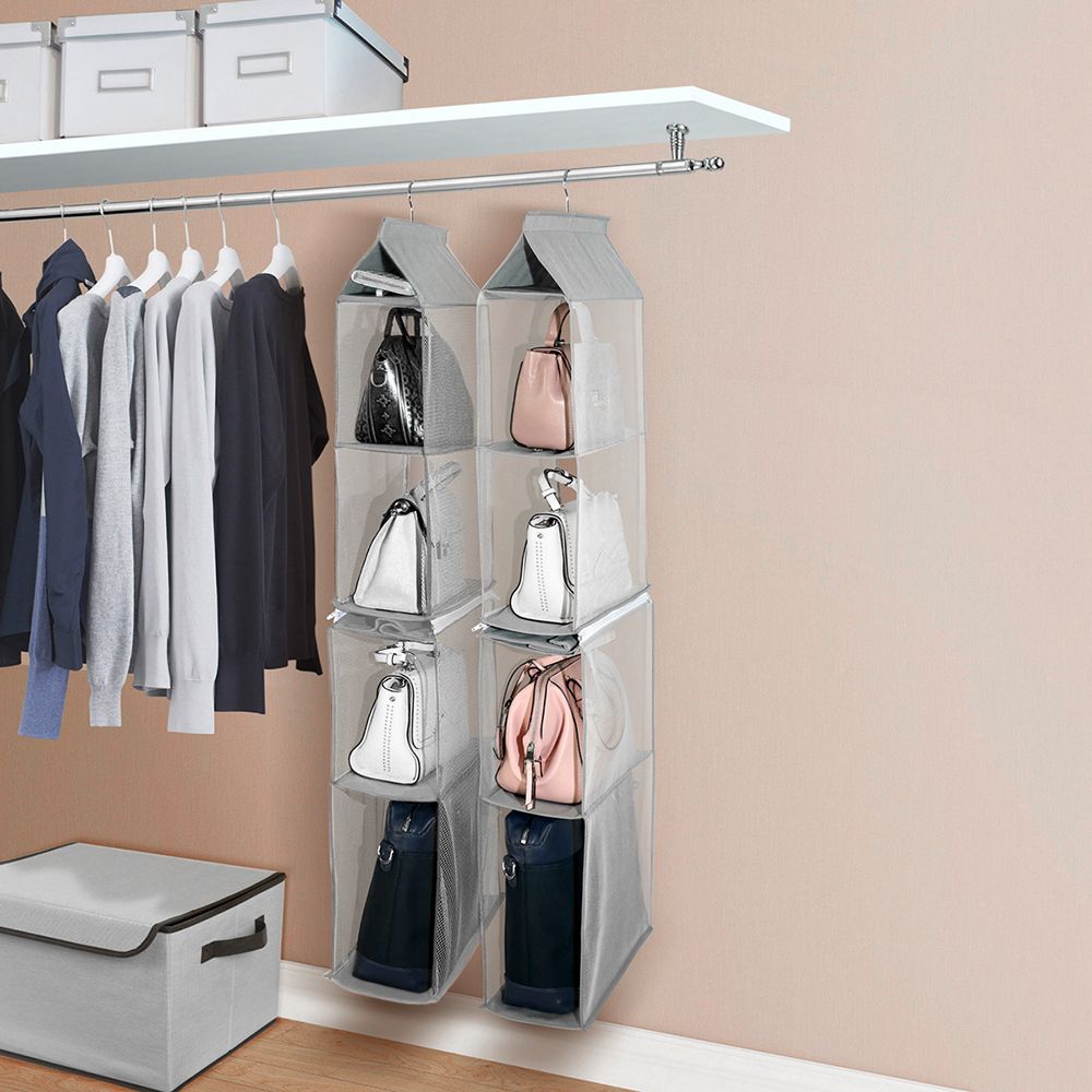 4-Tiers Non-woven Detachable Closet Bags Organizer Handbags