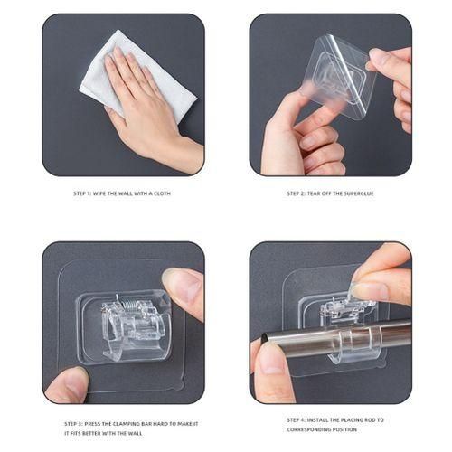 8PCS No Drill Curtain Rod Brackets Curtain Rod