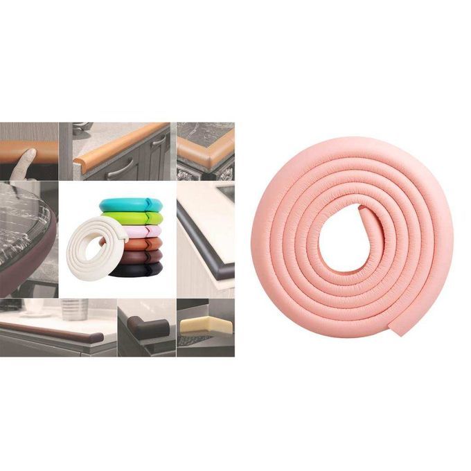 Kids Baby Safety Desk Edge Cover NBR 2m Bumper With 4m Double Pink