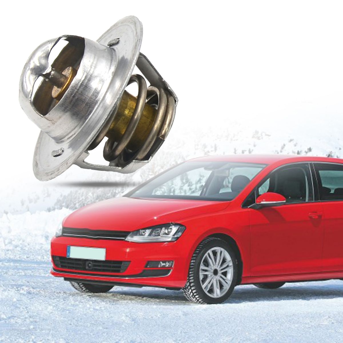 Thermostat With Sealing Ring Reliable Iron Car Engine Coolant Thermostat 050121113C For Volkswagen Golf 1998-2013 4 Cylinder-Silver + Yellow