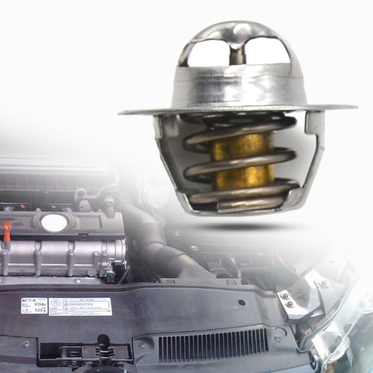 Thermostat With Sealing Ring Reliable Iron Car Engine Coolant Thermostat 050121113C For Volkswagen Golf 1998-2013 4 Cylinder-Silver + Yellow