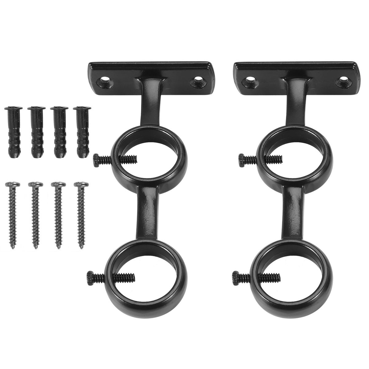 Curtain Rod Bracket 2Pcs Double Curtain Rod Holder Double Rod Brackets Hooks for Living Room Bedroom Curtain Rods