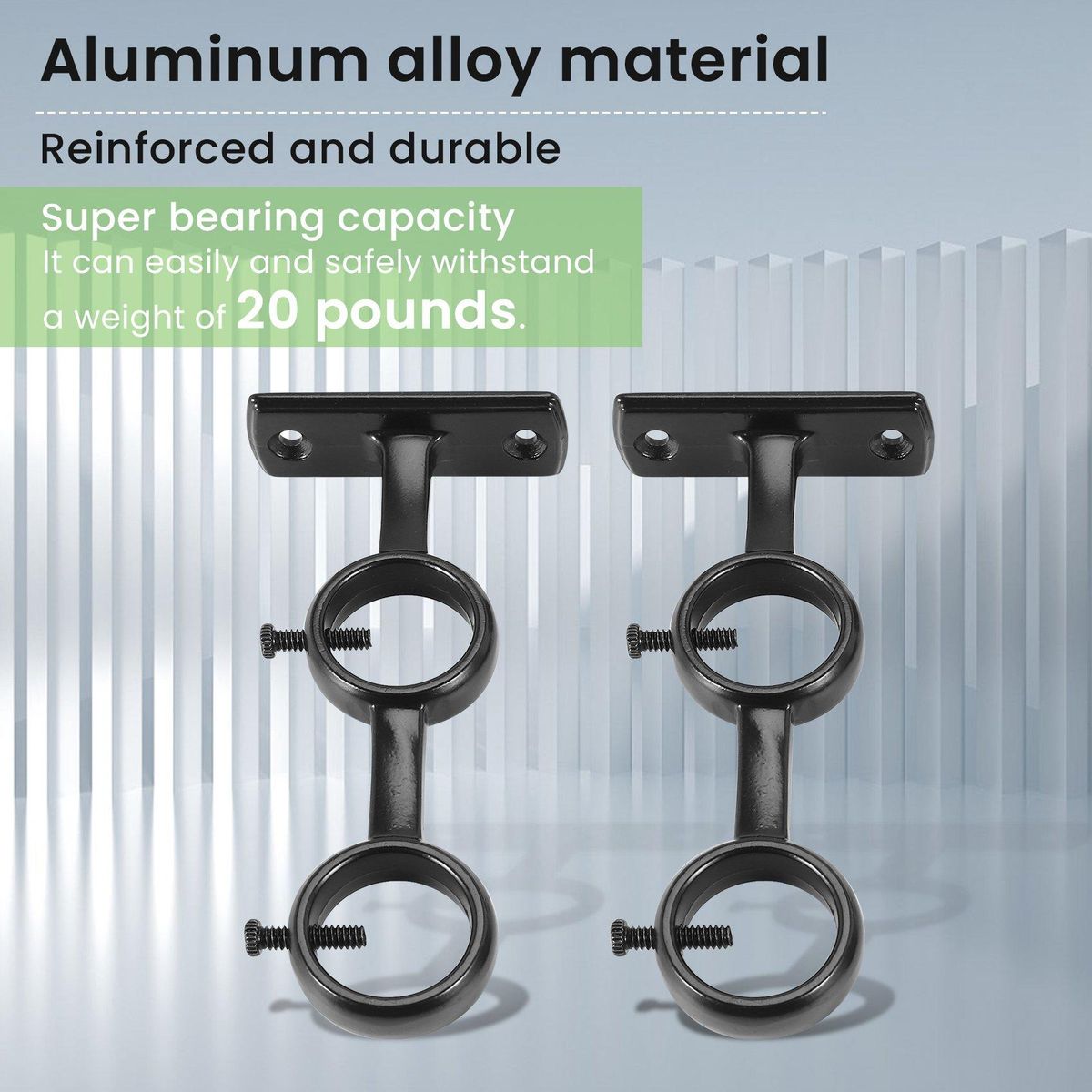 Curtain Rod Bracket 2Pcs Double Curtain Rod Holder Double Rod Brackets Hooks for Living Room Bedroom Curtain Rods
