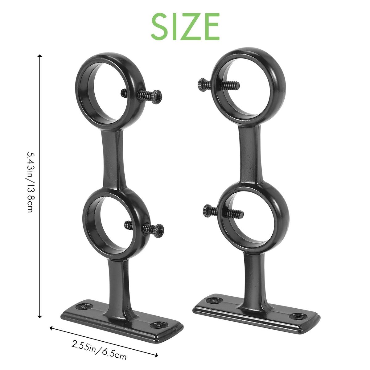 Curtain Rod Bracket 2Pcs Double Curtain Rod Holder Double Rod Brackets Hooks for Living Room Bedroom Curtain Rods