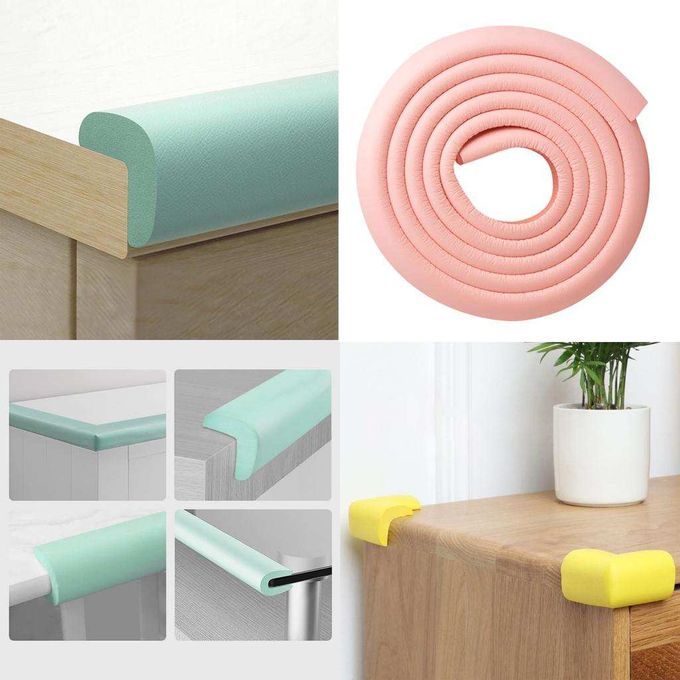 Home Baby Safety Table Furniture Edge Cover NBR 2m Bumper With 4m Pink