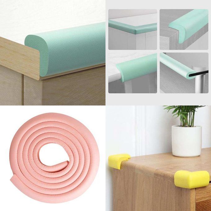 Home Baby Safety Table Furniture Edge Cover NBR 2m Bumper With 4m Pink