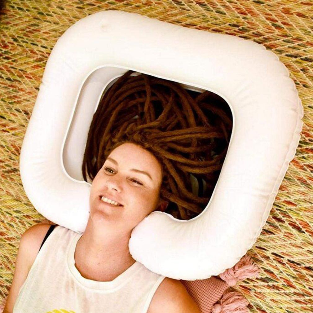 Portable Inflatable Rinse Basin For Washing Hair In Bed Elderly Care PVC-white