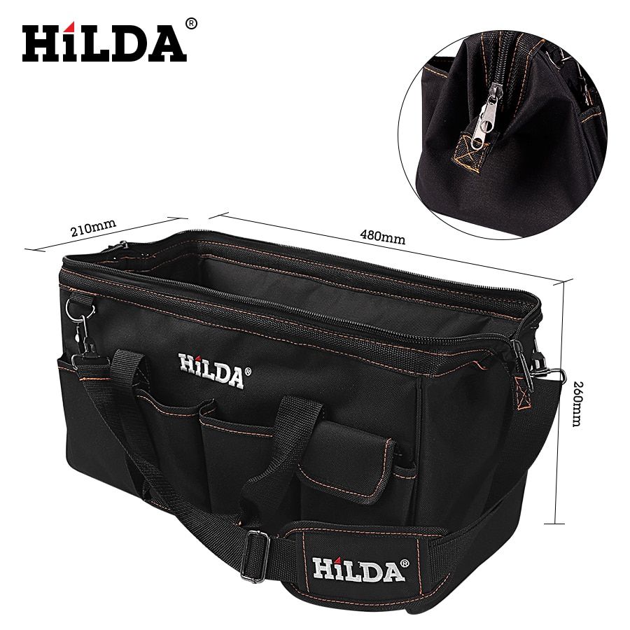 HILDA Tool Bags Waterproof Men Canvas Tool Bag  Electrician Bag Hardware Large Capacity Bag Travel Bags Size 12 14 16 18 Inch
