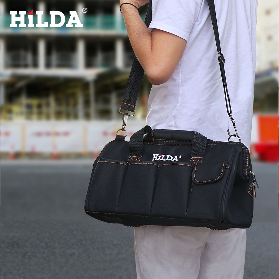HILDA Tool Bags Waterproof Men Canvas Tool Bag  Electrician Bag Hardware Large Capacity Bag Travel Bags Size 12 14 16 18 Inch