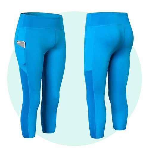 Women's High Waist Leggings Sport Pants Tights Sport Cropped Trousers（Blue）