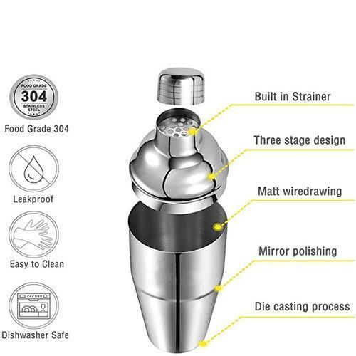 6Pcs/Set Professional Stainless Steel Bartender Kit Cocktail