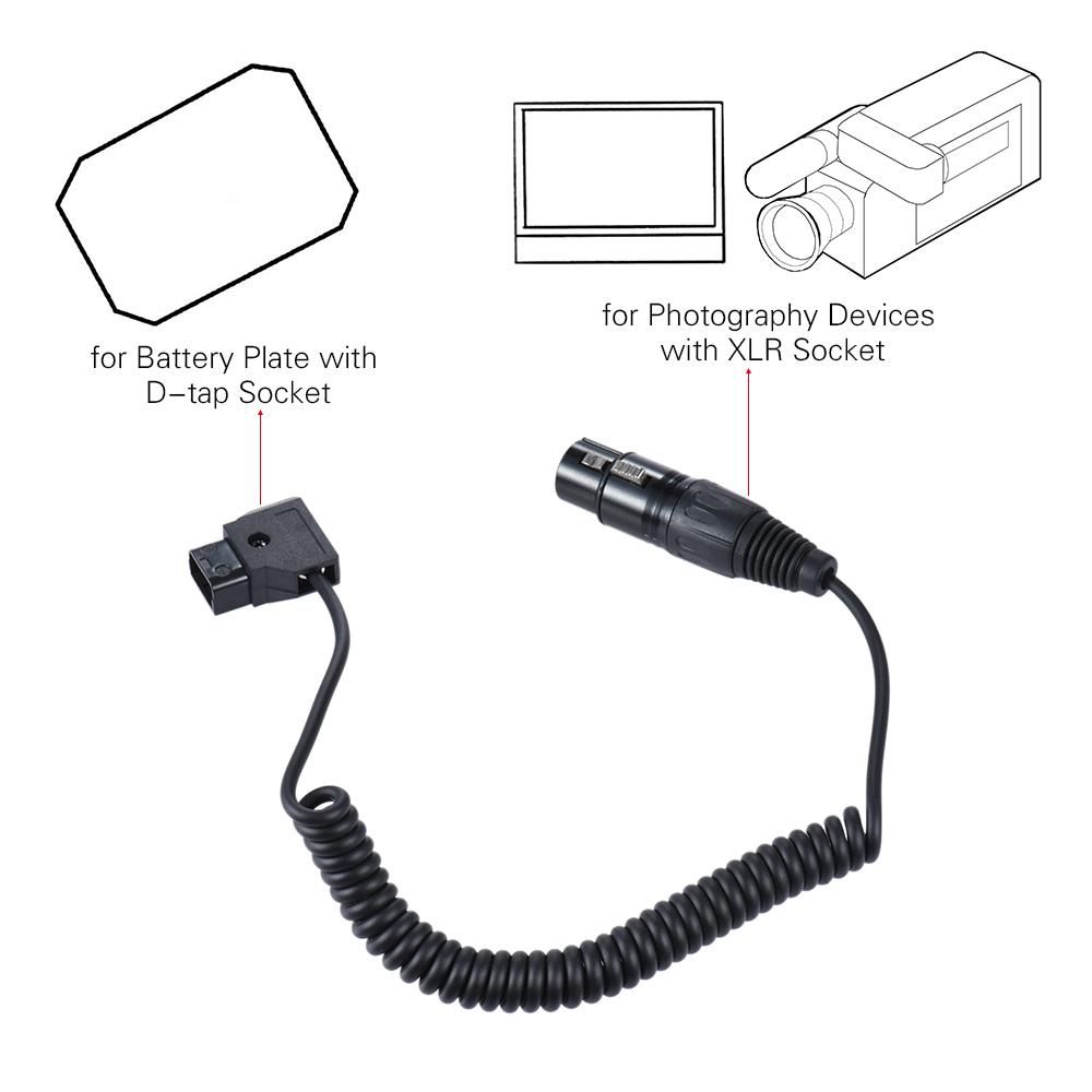 Andoer D-Tap Male to XLR 4-Pin Female Adapter Power Supply Cable Cord for V-mount Battery Plate Camcorder Monitor
